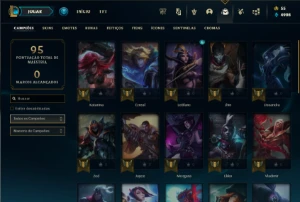 Platina 4 com 35 Champs e 13 Skins + 3 Fragmentos - League of Legends LOL