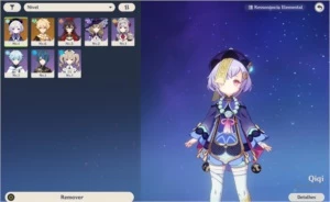 (AR7) Qiqi + Chongyun + Xingqiu + Barbara + Lança 4* - Genshin Impact