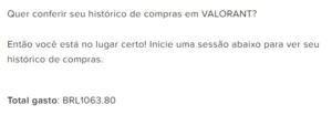 Conta de Valorant com 1050 reais em skins