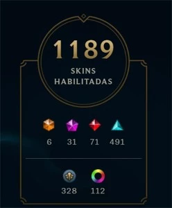 Conta LOL 1189 skins - 14k+ gastos - único dono - League of Legends