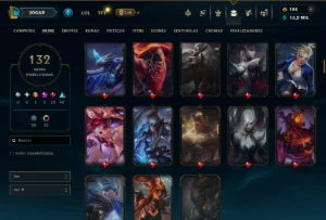 Platina 4 com TODOS os Champs e 132 Skins +2 Prestigios - League of Legends LOL