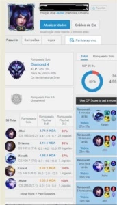 CONTAS DIAMANTE 4 COM MMR E WIN RATE ALTO LOL - League of Legends