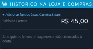 Conta steam com 45 reais na carteira