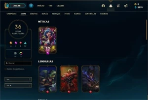 Conta Unranked com 125 Champs e 36 Skins +10 Fragmentos - League of Legends LOL