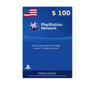 Cartão de Saldo - Playstation Americano - 100 Dolares - Gift Cards