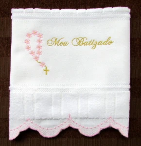 Toalha para Batizado Personalizada com Barra Bordada - Artesanato e Personalizados