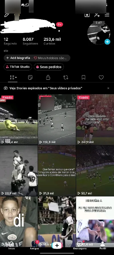 🔥 Conta TikTok Corinthians — 8 mil seguidores - Redes Sociais