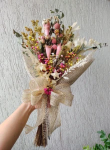 Buque para presente com flores desidratadas - Artesanato e Personalizados