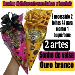 Arquivo Digital para Imprimir Buquê Cone + Muitos Brindes - Outros