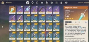 GENSHIN IMPACT CONTA KEKING,JEAN E ARMA 5⭐AR 31 INAZUMA OPEN