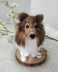 Miniatura Pastor Shetland- Amigurumi de Crochê com Feltragem - Artesanato e Personalizados