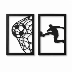 Kit 2 Quadros Futebol em MDF Preto - Artesanato e Personalizados