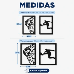 Kit 2 Quadros Futebol em MDF Preto - Artesanato e Personalizados