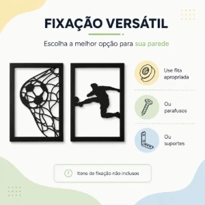 Kit 2 Quadros Futebol em MDF Preto - Artesanato e Personalizados