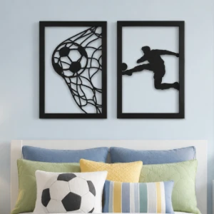 Kit 2 Quadros Futebol em MDF Preto - Artesanato e Personalizados