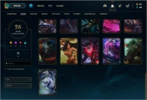 CONTA PRATA 2 COM 26 SKINS E 91 CHAMPS - League of Legends LOL