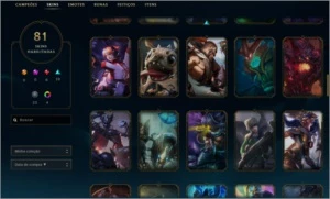 Conta - League of Legends 81 skins LOL