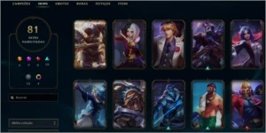 Conta - League of Legends 81 skins LOL