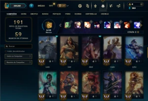 Bronze 1 com 60 Champs e 26 Skins + 2 Fragmentos - League of Legends LOL