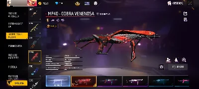 Conta com arma evolutiva,passes e também várias skins - Free Fire