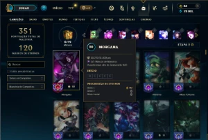 Ferro 2 com TODOS os champs e 135 Skins + 1 Prestigio - League of Legends LOL