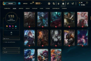 Ferro 2 com TODOS os champs e 135 Skins + 1 Prestigio - League of Legends LOL