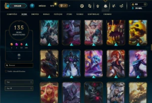 Ferro 2 com TODOS os champs e 135 Skins + 1 Prestigio - League of Legends LOL