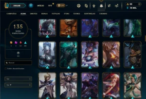 Ferro 2 com TODOS os champs e 135 Skins + 1 Prestigio - League of Legends LOL