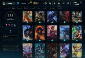 Ferro 2 com TODOS os champs e 135 Skins + 1 Prestigio - League of Legends LOL