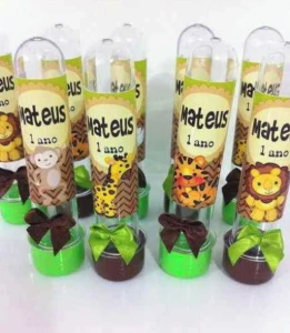 Tubete Safari Personalizado com Aplique - 13 cm - Artesanato e Personalizados