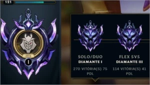 Conta LOL Diamante 1 SOLOQ Diamond 3 FLEX 100 skins - League of Legends