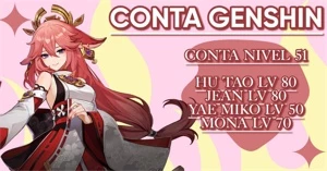 CONTA GENSHIN NÍVEL 51 (5★ HU TAO, MONA, JEAN E YAE MIKO) - Genshin Impact