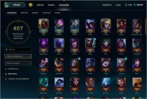 Conta LoL nivel 59, S7 Plat 4, Todos os campeões, 167 skins - League of Legends