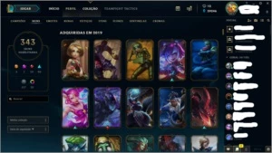 DIAMANTE 4, TODOS CAMPEÕES, 343 SKINS - League of Legends LOL