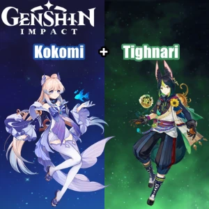 Conta Genshin Impact AR 5 com Kokomi e Tighnari