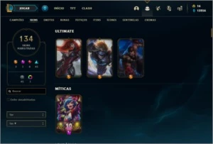 Conta prata 3 com TODOS os champs e 134 skins - League of Legends LOL