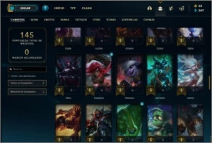 Conta platina 4 com 86 champs e 16 skins - League of Legends LOL