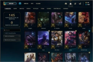 Conta platina 4 com 86 champs e 16 skins - League of Legends LOL