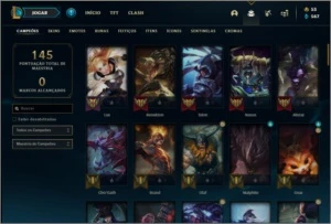 Conta platina 4 com 86 champs e 16 skins - League of Legends LOL