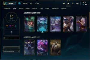 Conta platina 4 com 86 champs e 16 skins - League of Legends LOL