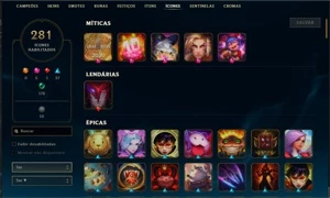 conta com 345 skins - League of Legends LOL