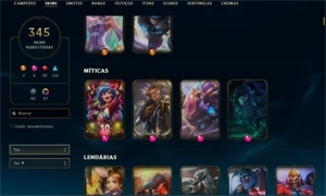 conta com 345 skins - League of Legends LOL