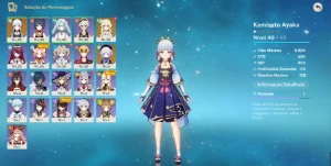 Conta Ar 21 com Ayaka + personagens 4 estrelas - Genshin Impact