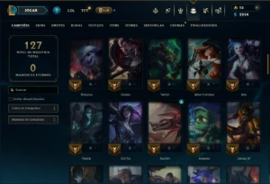 Ouro 3 com 80 Champs e 19 Skins - League of Legends LOL