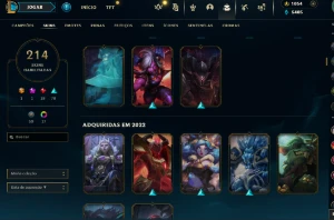 Conta lol esmeralda 4 todos os champs, 214 skins e + 30k EA - League of Legends