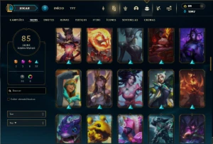 Diamante 3 com 90 Champs e 85 Skins - League of Legends LOL