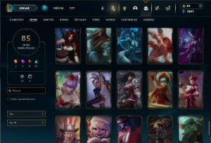 Diamante 3 com 90 Champs e 85 Skins - League of Legends LOL