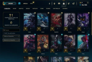 Mestre com 23 Champs e 11 Fragmentos de skins - League of Legends LOL