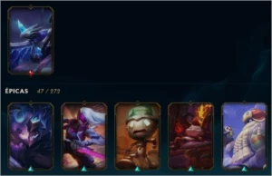 CONTA LEAGUE OF LEGENDS 290 SKINS E DIAMANTE 4 LOL