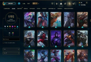 Ouro 3 com TODOS os Champs e 195 Skins ( Nivel 672 ) - League of Legends LOL